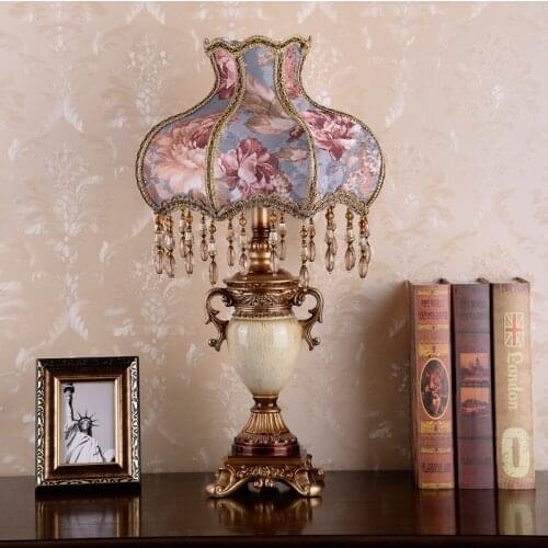 European table lamp bedroom bedside lamp warm creative luxury American retro simple modern night light wedding celebration lamp