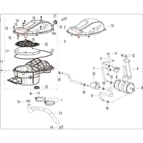 Air cleaner air filter core page of Benelli TNT300 BN302