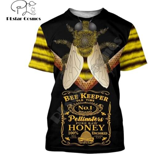 Bee Keeper pattern 3D Printed men t shirt Pure Raw Honey Harajuku Fashion Short sleeve shirt summer street Casual Unisex tops