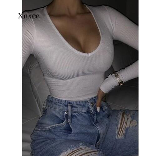 New Long Sleeve Rib Knitted Bodysuit Female Fall Winter Solid Casual Lady Jumpsuit Body Top for Women Bodysuits