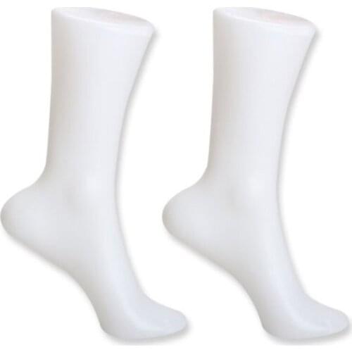 2PCS Female Foot Sock Sox Display Mold Short Stocking Mannequin White