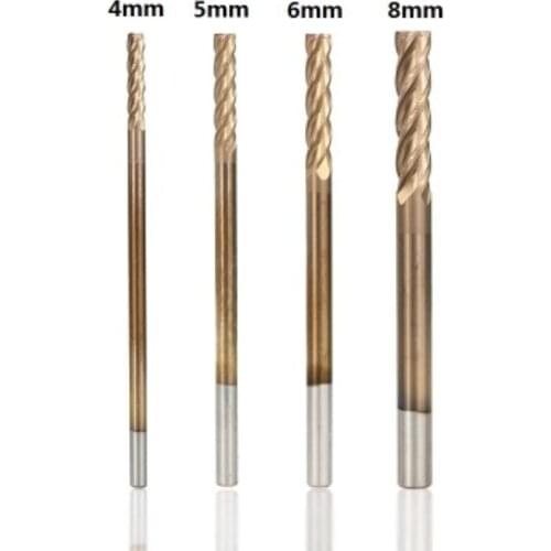 1pc Tungsten steel end mill bronze coated 4-blade hard alloy flat bottom milling cutter 4mm 5mm 6mm 8mm