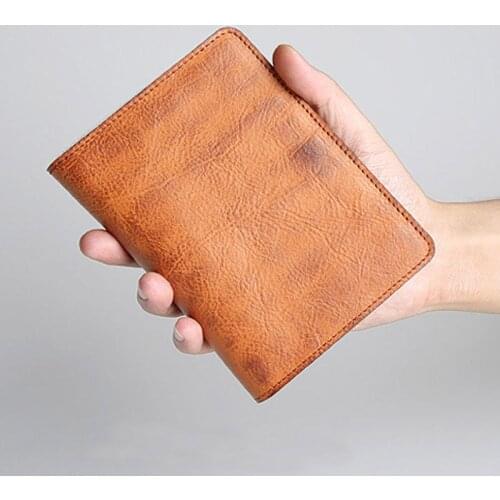 Genuine Leather Business Card Holder Retro Travel wallet Passport Holder Document Organizer Driver License Wallet for Men