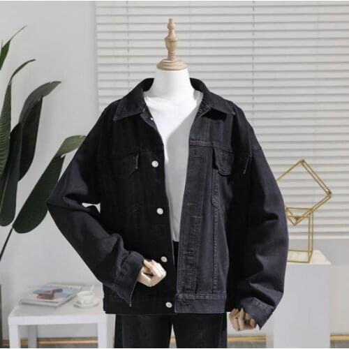 2021 Spring New Black Denim Coat Female Loose Vintage Jeans Jacket-Music of The Tide Womenss Jackets