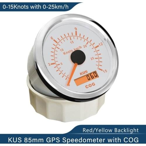 New 3 3/8" KUS Waterproof Marine Boat Vessels GPS Speedometer 0-30KNOTS With RED/YELLOW Backlight