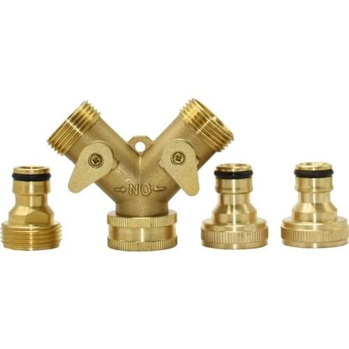 Brass 3/4" Female 2-way Garden tap water splitter 3/4" male Y Irrigation valve garden hose splitter watering 1pcs