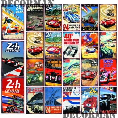 [ DecorMan ] 24 Hours France Le MANS Car Metal Tin SIGN Custom Wall Poser PUB Room Club VIP Room Decor LTA-2036