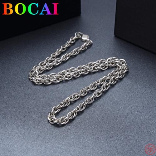 BOCAi S925 sterling silver bracelet for women and men vintage Thai silver bracelet mens and women 's handmade pearl bracelet