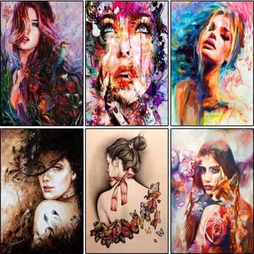 DIY Painting By Numbers For Adults Elegant Woman Portrait Canvas Painting Coloring By Numbers Abstract Girl Wall Decor Gift