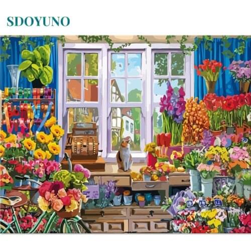 SDOYUNO 60x75cm Painting By Numbers Flower DIY Paint By Numbers On Canvas Cat Handpaint Frameless Digital Painting