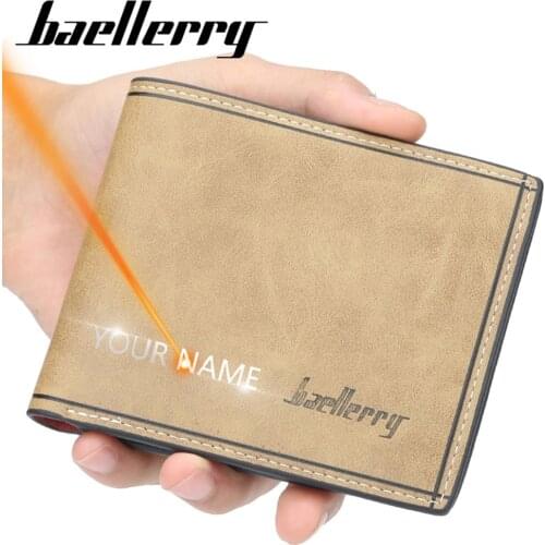 2021 New Men Wallets Short Free Name Customized Card Holder Male Purse High Quality PU Leather Wallet For Men