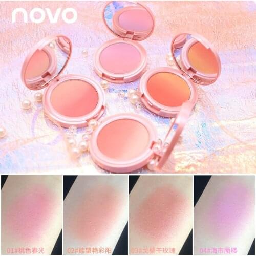 NOVO Sweet Soft pink gradually discolored blusher nude makeup natural double color blush plate rouge beauty makeup