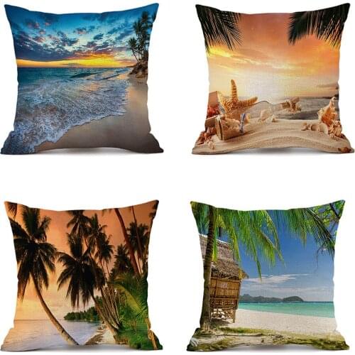 New Landscape Printed Cushion Cover Home Decor 45*45cm Linen Pillow Covers Sofa Cushions Pillow Cases 0644