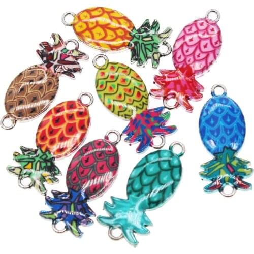 6pcs new Enamel pineapple fruit alloy charm double hanging bracelet link jewelry suitable for women girls bracelet jewelry makin