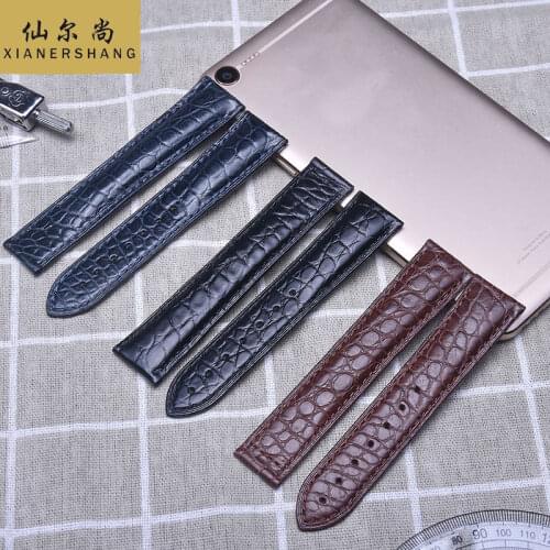 Top Handmade Crocodile Skin Watchbands Genuine Leather Belt Custom DE-VILLE Strap 18MM 19MM 20MM Luxury Alligator Watch Band 22