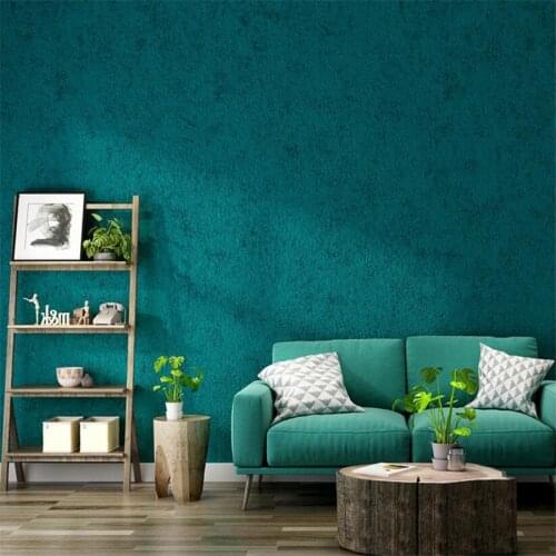 Nordic style peacock blue green wallpaper plain diatom mud light luxury bedroom restaurant living room wall paper papier peint