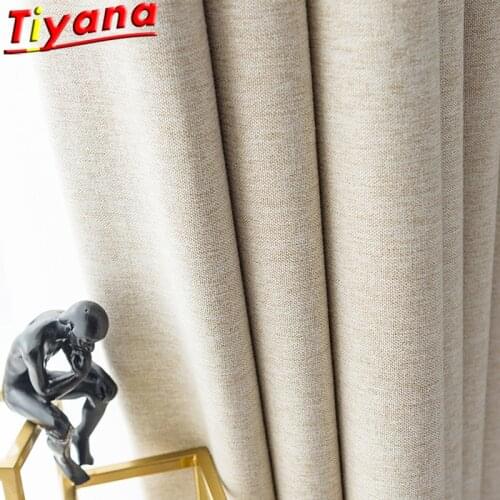 Solid Linen Curtains For Living Room Beige/Pink/Coffee/Pink Blackout Window Drapes for Bedroom Customized*VT