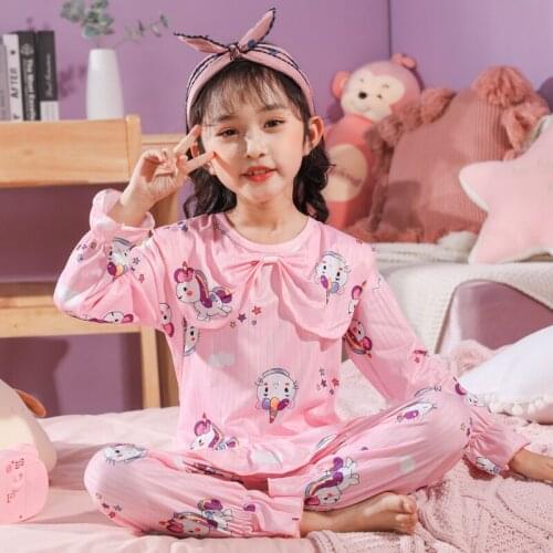 New Spring Autumn Teenage Girls Pajamas Set Long Sleeve Childrens Clothing Sleepwear Cotton Pyjamas Suit For Kids 5-13 Years