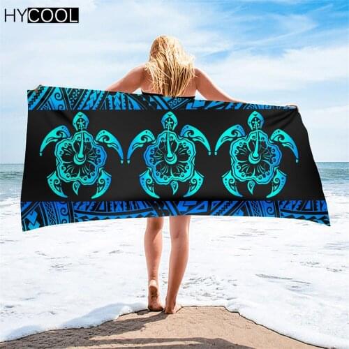 Polynesian With Turtle Hibiscus Printing Women Men Microfiber Quick-Dry Swimming Towels Casual Beach Bathing Face Toallas
