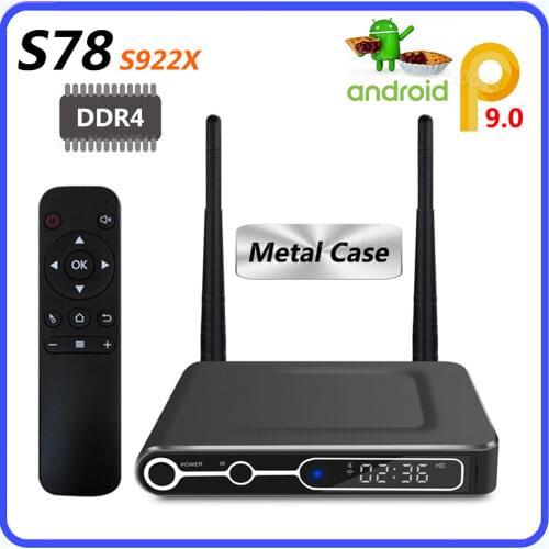 S78 Amlogic S922X Smart Android 9.0 TV Box Metal Case 4GB DDR4 32GB 64GB ROM 1000M LAN 2.4G 5G WiFi Bluetooth 4K HD Set Top Box