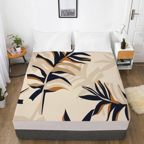 Luxury Elastic fitted sheet bed sheet With An Elastic Band Mattress Cover Customizable size Bed cover for home Bohemian leaf