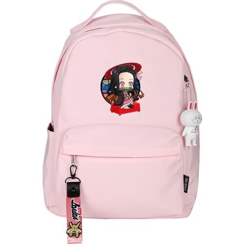 Demon Slayer Kimetsu no Yaiba Women Kawaii Shoulder Bags Pink School Bags Anime Kamado Nezuko Bookbag Small Travel Backpack