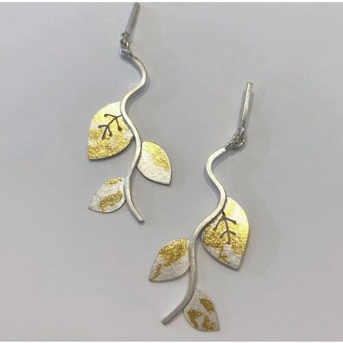 Fashion Grapevine Leaf Pendants Metal Ear Studs Vintage Gold Foil Silver Leaf Earrings 2021 Trend Exquisite Womens Ear Jewelry