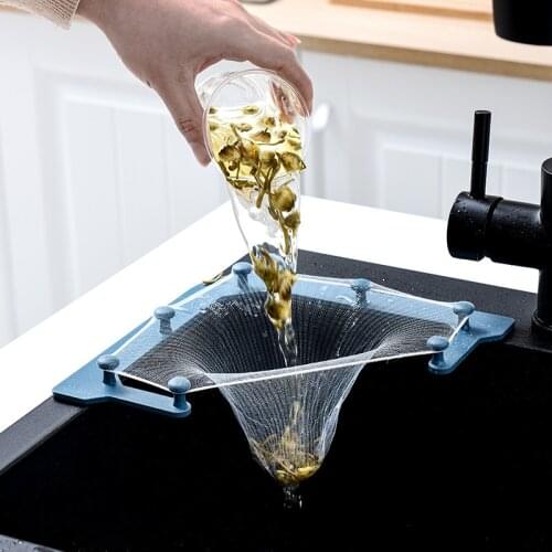 Kitchen Sink Filter Network Inverted Triangle Hanging Mesh Water Rack Leftovers Drainage Blue Water Pool Toiletries Filter