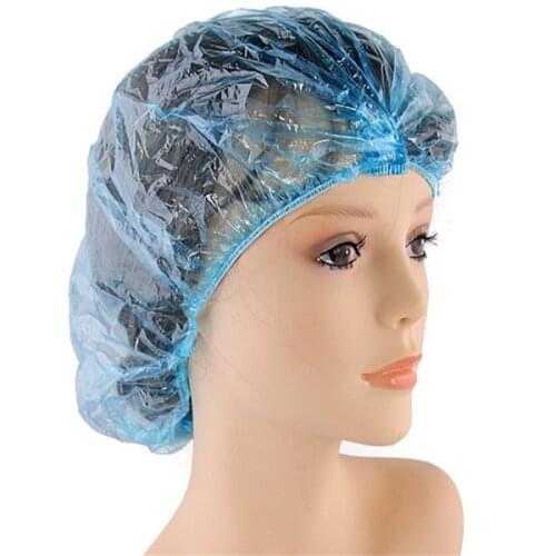 Shower Cap Disposable Hat Hotel One-Off Elastic Shower Bathing Cap Clear Hair Salon Waterproof Show Hats Bathroom Accessories