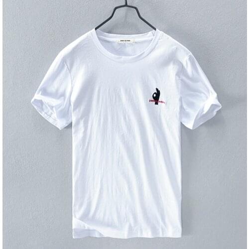 Suehaiwes style brand linen t shirt men embroidery casual t-shirt for men fashion comfortable tshirt mens chemise camiseta