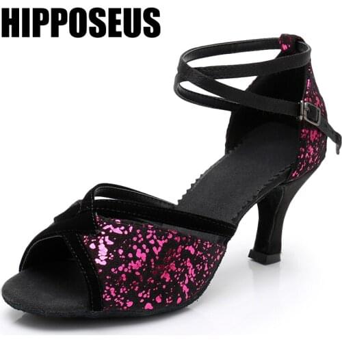 Professional Dance Shoes Ballroom Tango Jazz Salsa 5/7CM High Heels Indoor Soft Satin/Pu Dancing Shoes for Girls Women Ladies