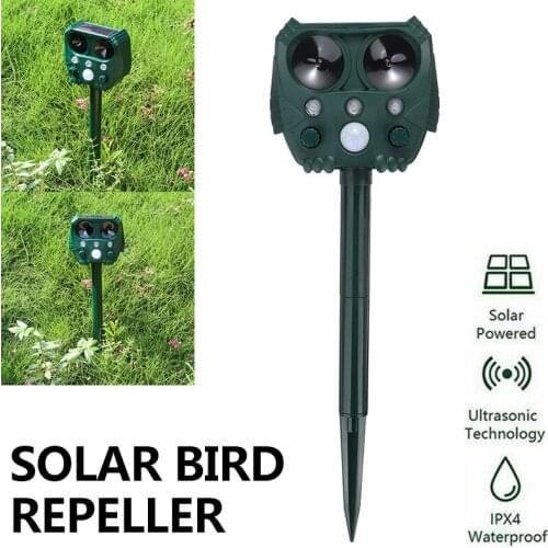 Garden Solar Powered Ultrasonic Outdoor Animal Repeller PIR Motion Sensor LED Flash Bird Mouse Dog Cat Repellent
