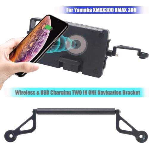 High Quality Wireless And USB Charing TWO IN ONE GPS/SMART PHONE Navigation Bracket BLACK For YAMAHA X-MAX 300 XMAX 300