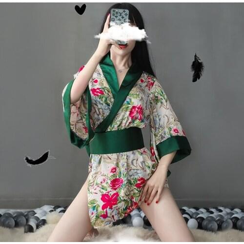 Japanese Sexy Women Cute Kawaii Cow Cosplay Lingerie Roleplay Kimono Robe Maid Dress Print Stripper Outfit Naughty Sex Clothes