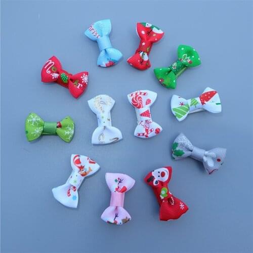 10/20Pcs/Set Kids Christmas Color Print Bows Hair Clip Cute Children Barrettes Girls Princess Hairpins Baby Hair Accessories New