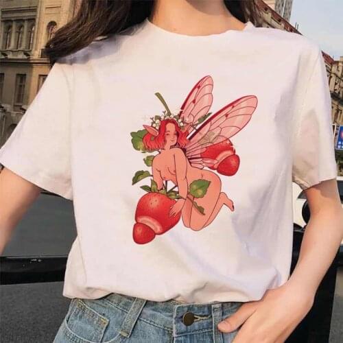 Women 2020 Summer Strawberry Watercolor Fruit Cute Cartoon Lady T-shirts Top T Shirt Ladies Womens Graphic Female Tee T-Shirt