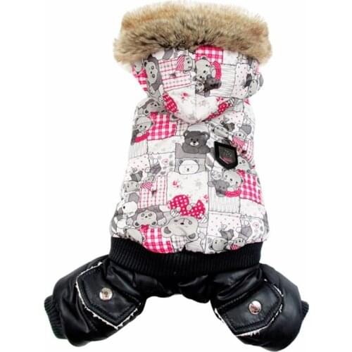 White Bear Printing bubble padded luxury fur Style Pet dogs Winter Coat Dogs Clothing