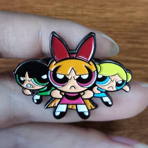 Superhero Power Girls Badges Doodle Pins Cute Cartoon Feminist Accessory Game Jewelry