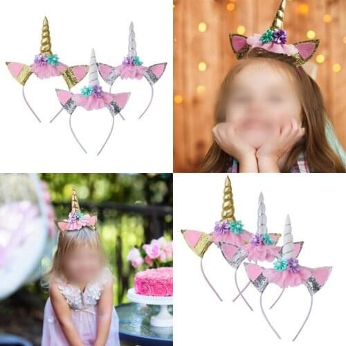 1 Pcs Cartoon Unicorn Headband Children Cute Headband for Prom Christmas Halloween Birthday Party Unicorn Party Headdress Props