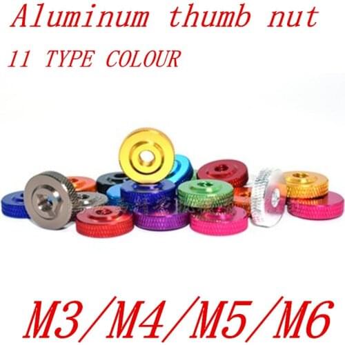 10pcs/lot M3 M4 M5 M6 colourful aluminum thumb nut 11 type colour small step aluminum hand nut
