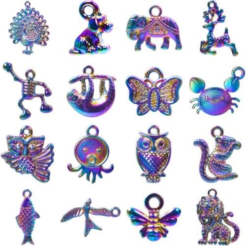 10Pcs Mix Styles Animal Butterfly Owl Bee Charms Diy Sea Fish Elephant Sloth Pendant For Necklaces Keychain Jewelry Making