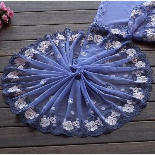 2 Yards Lace Trim Rose Floral Embroidered Tulle Lace 9.84 Inches Wide High Quality