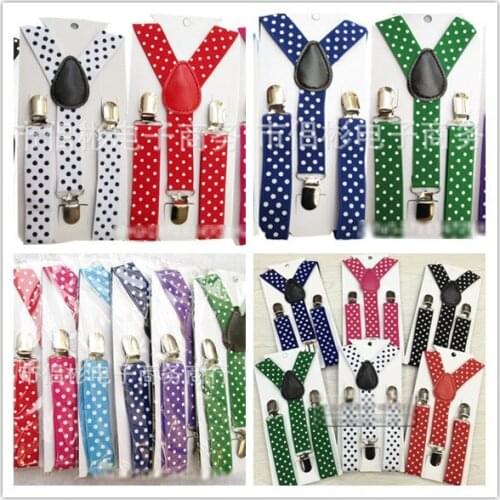 Dots Print Kids Suspenders Adjustable Y-back Braces Clip-on Elastic Suspender Children Belt Baby Straps, 200PCS