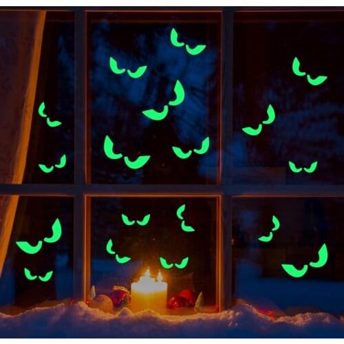 2019 Hot Sale 18Pcs/set Glowing In The Dark Eyes Wall Glass Sticker Halloween Decoration Decals Luminous Home Ornaments