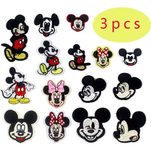 3pcs Mini Clothing Patch Mickey Minnie Mouse Embroidery Patches Cartoon Sew Clothes Patch hoodie T-Shirt Pant Bag DIY Decoration