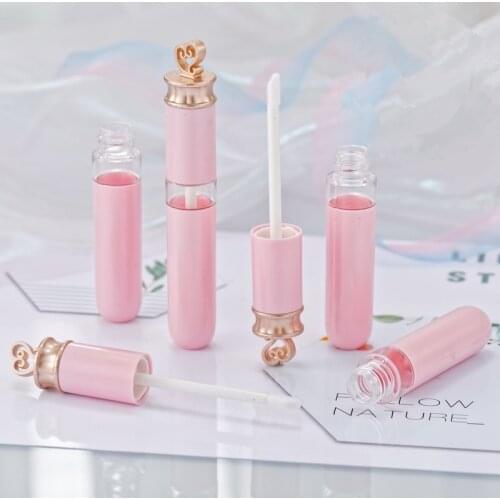 High Quality 30pcs 7ml Pink Lip Gloss containers Tube Empty Lip Gloss Lipstick Tube With Love Shap Cosmetic Containers