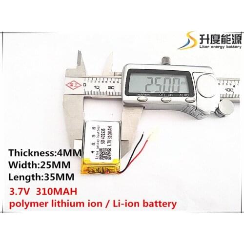 5pcs [SD] 3.7V,310mAH,[402535] Polymer lithium ion / Li-ion battery for TOY,POWER BANK,GPS,mp3,mp4,cell phone,speaker
