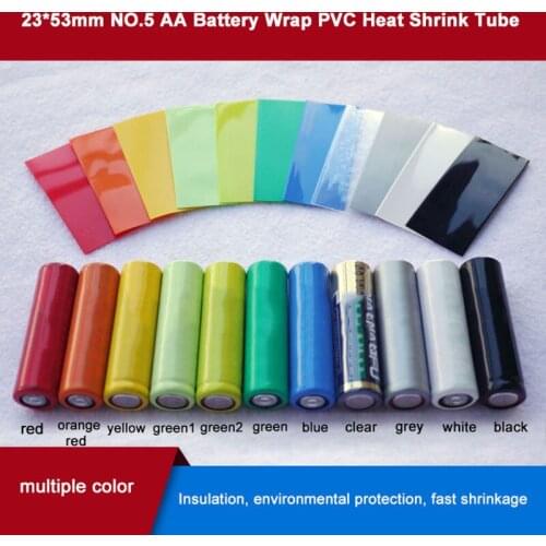 50PCS 23*53mm NO.5 AA Battery Wrap PVC Heat Shrink Tubing For Battery Film Tape Battery Cover Shrinking Tube