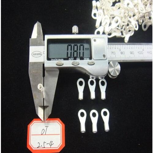 50pcs brass round bare end cold pressed O-type terminal wire nose thickness 0.8mm OT2.5-4-5-6-8-10