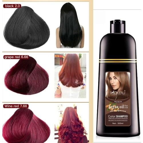 500ml Plant Extract Color Shampoo Argan Oil Hair Dye Permanent Long Lasting Hair Dye Shampoo For Men Women Professional Hair Dye